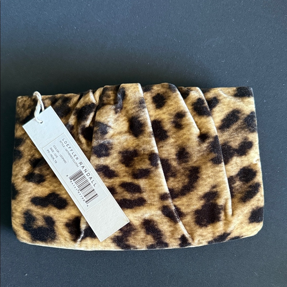 Loeffler Randall Leopard Velvet Clutch in Brown and Black